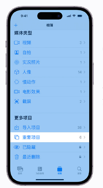 瑞昌苹果手机维修分享升级 iOS 16 后无法查看到“重复项目”相簿怎么办 